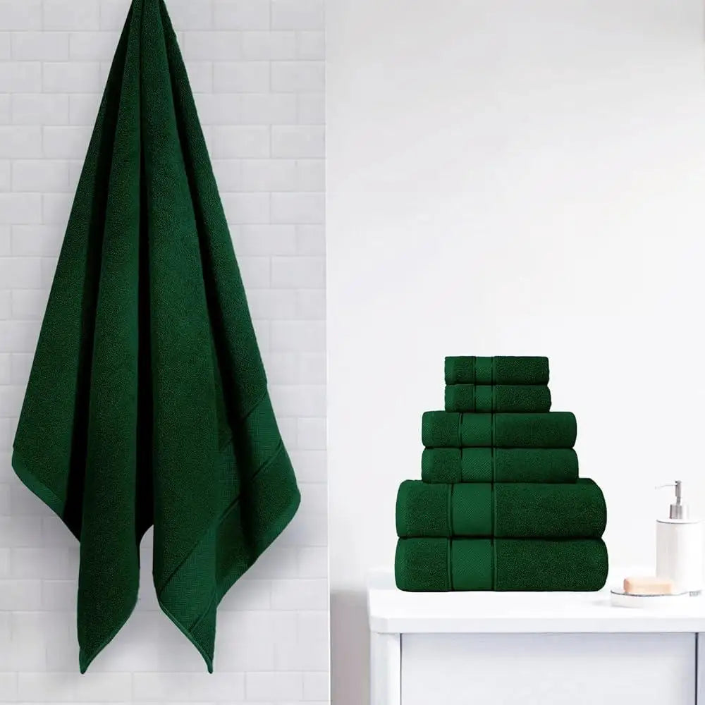 Luxury 6 Piece Turkish Cotton Towel Set Soft Absorbent Quick Dry Bath Hand Washcloths Bathroom Spa