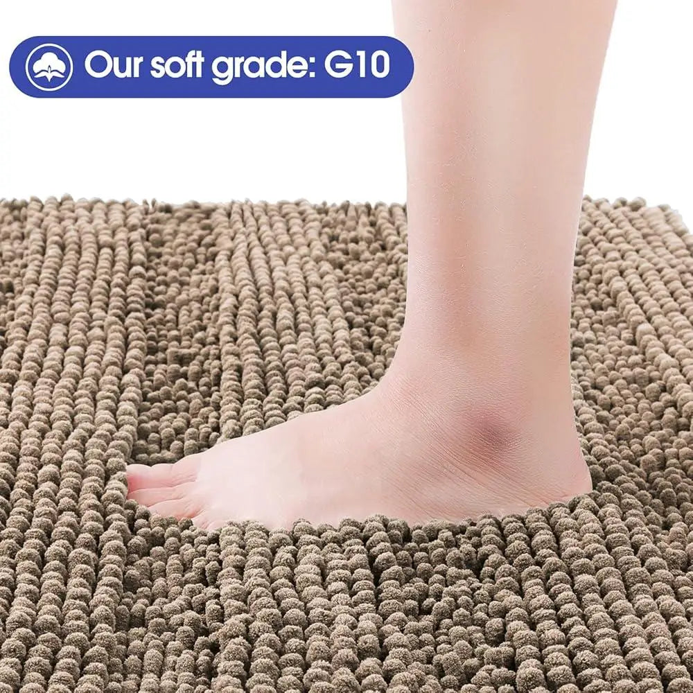 Ultra Soft Chenille Bath Rugs Non Slip Absorbent Bathroom Mat Set Home Shower Toilet Bedroom Easy Washable