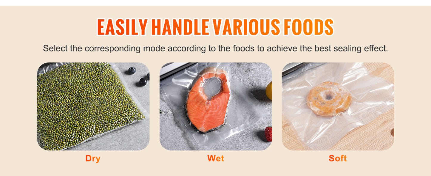 SucceBuy 130W Vacuum Sealer Machine With 90Kpa Free 10 Bags